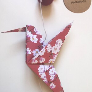 Origami Hummingbird Garland, Flower Pattern, Home Gift, Poetic Handmade Hanging Decoration, Nature-Inspired Wall Decor image 13