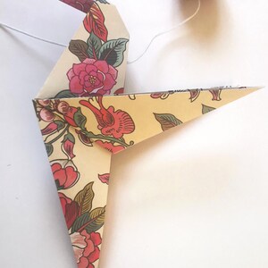 Origami Hummingbird Garland, Flower Pattern, Home Gift, Poetic Handmade Hanging Decoration, Nature-Inspired Wall Decor image 15