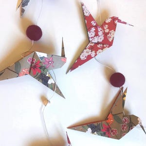 Origami Hummingbird Garland, Flower Pattern, Home Gift, Poetic Handmade Hanging Decoration, Nature-Inspired Wall Decor image 16