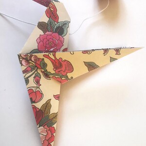 Origami Hummingbird Garland, Flower Pattern, Home Gift, Poetic Handmade Hanging Decoration, Nature-Inspired Wall Decor image 7