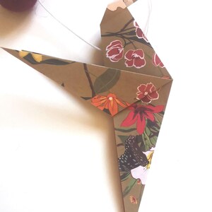 Origami Hummingbird Garland, Flower Pattern, Home Gift, Poetic Handmade Hanging Decoration, Nature-Inspired Wall Decor image 6