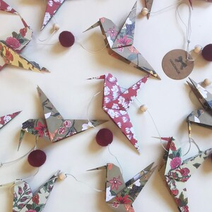 Origami Hummingbird Garland, Flower Pattern, Home Gift, Poetic Handmade Hanging Decoration, Nature-Inspired Wall Decor image 18