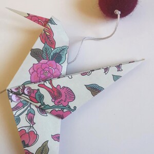 Origami Hummingbird Garland, Flower Pattern, Home Gift, Poetic Handmade Hanging Decoration, Nature-Inspired Wall Decor image 19