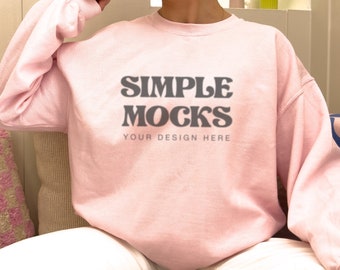 Gildan 18000 Mockups, Gildan Pink Sweatshirt Mockup, Gildan 18000 Mockups Pink, Gildan Pink, 18000 Pink Crewneck | Simple Mockup