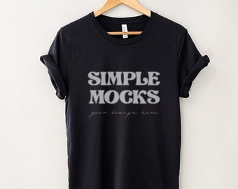 Bella Canvas 3001 Mockup | Bella Canvas Black T Shirt Mockup | Bella Canvas 3001 Flat Lay Mockup | Hanger Mockup | Spring Mockup