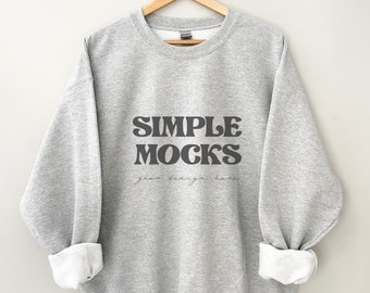 Gildan 18000 Mockup | Gildan Grey Sweatshirt Mockup | Sweatshirt Flatlay Mockup | Hanger Mockup | Simple Mockup