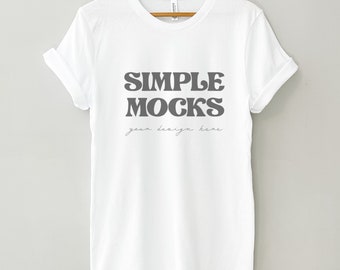 Bella Canvas 3001 Mockup | Bella Canvas White T Shirt Mockup | Bella Canvas 3001 Flat Lay Mockup | Hanger Mockup | Spring Mockup