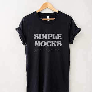 Bella Canvas 3001 Mockup | Bella Canvas Black T Shirt Mockup | Bella Canvas 3001 Flat Lay Mockup | Mockup Hanger | Mockup Spring