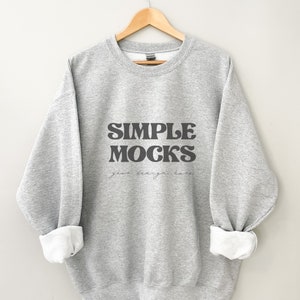 Gildan 18000 Mockup | Gildan Grey Sweatshirt Mockup | Sweatshirt Flatlay Mockup | Hanger Mockup | Simple Mockup