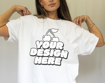 Gildan 5000 Mockup Gildan White T Shirt Mockup Gildan 5000 Model Mockup White T-shirt Mockup | Simple Mockup