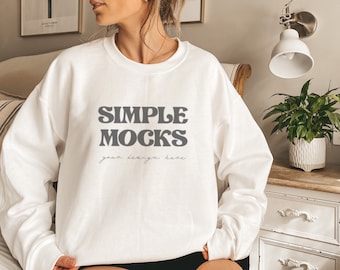 Gildan 18000 Mockup | Gildan White Sweatshirt Mockup | Sweatshirt Model Mockup | Simple Mockup