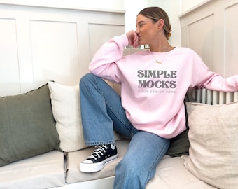 Gildan 18000 Mockups, Gildan Pink Sweatshirt Mockup, Gildan 18000 Mockups Pink, Gildan Pink, 18000 Pink Crewneck | Simple Mockup
