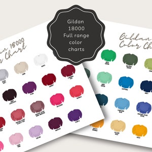 Gildan 18000 Color Chart Color Chart for Sweatshirts Gildan 18000 Mockup Color Swatch Gildan 18000 | Realistic Color Chart Model Mockup