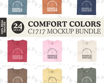Comfort Colors 1717 Mockup Bundle, 24 T-Shirt Flatlay Mockups All Colours, C1717 Mock Up Pack, Digital Download