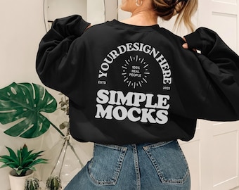 Gildan 18000 Black Mockup: Back of Sweater Mock