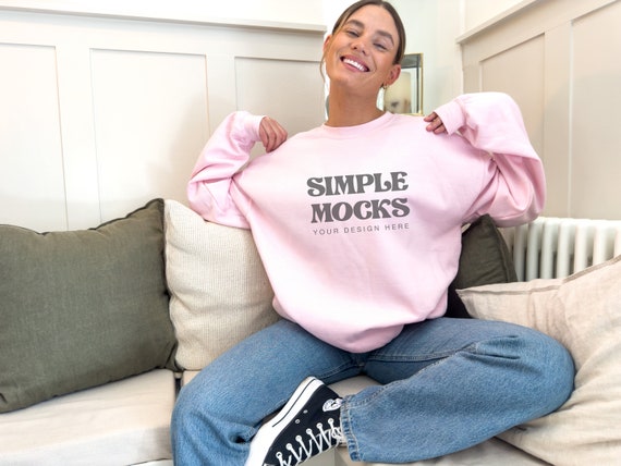 Gildan 18000 Mockups, Gildan Pink Sweatshirt Mockup, Gildan 18000 Mockups Pink, Gildan Pink, 18000 Pink Crewneck | Simple Mockup