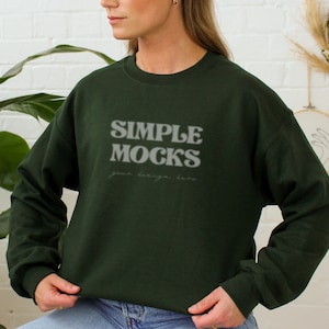 Gildan 18000 Mockup | Gildan Forest Green Sweatshirt Mockup | Sweatshirt Model Mockup | Gildan Green | Halloween Mockup | Fall | Autumn