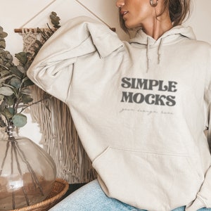 Gildan 18500 Mockup | Gildan Sand Hoodie Mockup | Sweatshirt Model Mockup | Gildan Sand | 18500 Sand | Gildan Hoodie | Simple Mockup