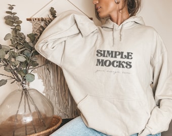 Gildan 18500 Mockup | Gildan Sand Hoodie Mockup | Sweatshirt Model Mockup | Gildan Sand | 18500 Sand | Gildan Hoodie | Simple Mockup