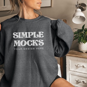 Gildan 18000 Mockup | Gildan Grey Sweatshirt Mockup | Sweatshirt Model Mockup | Gildan Heathered Charcoal | 18000 Heathered Charcoal