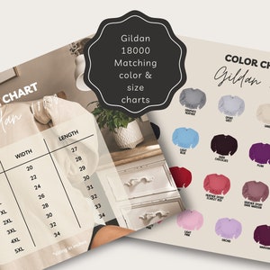 Gildan 18000 Matching Color and Size Chart Gildan 18000 Mockup Color Swatch Gildan Sweatshirt Color Chart Size Chart Mockup