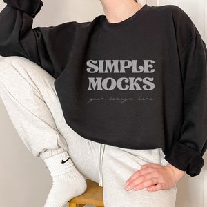 Gildan 18000 Mockup | Gildan Black Sweatshirt Mockup | Sweatshirt Model Mockup | Simple Mockup