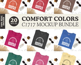 Comfort Colors 1717 Mockup Bundle, 20 Flatlay T-Shirt Mockups All Colours, C1717 Mock Up Pack, Digital Download