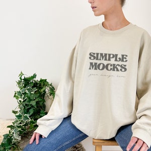 Gildan 18000 Mockup | Gildan Sand Sweatshirt Mockup | Sweatshirt Model Mockup | Gildan Sand | 18000 Sand | Simple Mockup