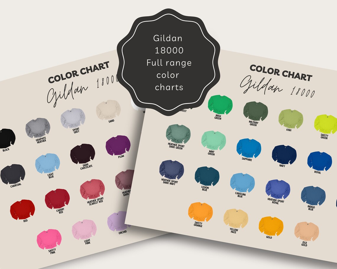 Gildan 18000 Color Chart Color Chart for Sweatshirt Sgildan 18000 ...