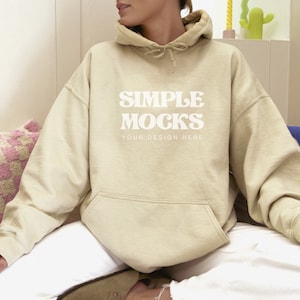 Gildan 18500 Mockup, Gildan Sand Hoodie Mockup, Gildan 18500 Mockups Sand, Gildan Sand, 18500 Sand Hoody | Simple Mockup