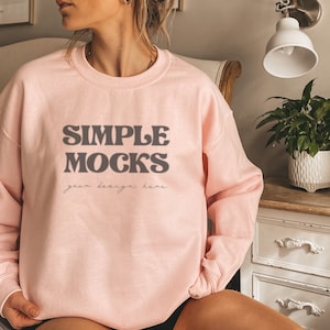 Gildan 18000 Mockup | Gildan Light Pink Sweatshirt Mockup | Sweatshirt Model Mockup | Gildan Light Pink | Simple Mockup