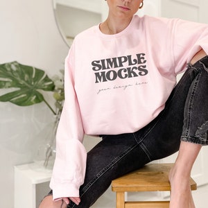 Gildan 18000 Mockup | Gildan Light Pink Sweatshirt Mockup | Sweatshirt Model Mockup | Gildan Light Pink | Simple Mockup