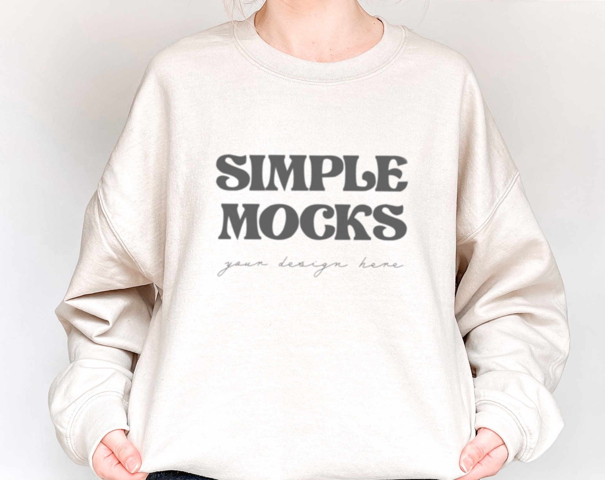 Download Gildan 18000 Mockup Gildan Sand Sweatshirt Mockup | Etsy