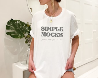 Bella Canvas 3001 Mockup | Bella Canvas White T Shirt Mockup | Oversized Bella Canvas 3001 Model Mockup | White T-shirt Mockup | Simple