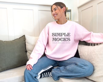 Gildan 18000 Mockups, Gildan Pink Sweatshirt Mockup, Gildan 18000 Mockups Pink, Gildan Pink, 18000 Pink Crewneck | Simple Mockup