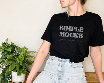 Bella Canvas 3001 Mockup | Bella Canvas Black T Shirt Mockup | Bella Canvas 3001 Model Mockup | Black T-shirt Mockup | Simple Mockup