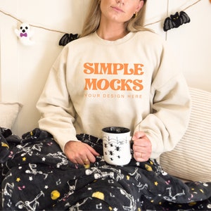 Gildan 18000 Mockup | Gildan Sand Sweatshirt Mockup | Sweatshirt Model Mockup | Gildan Sand | 18000 Sand | Simple Mockup | Halloween Mockup