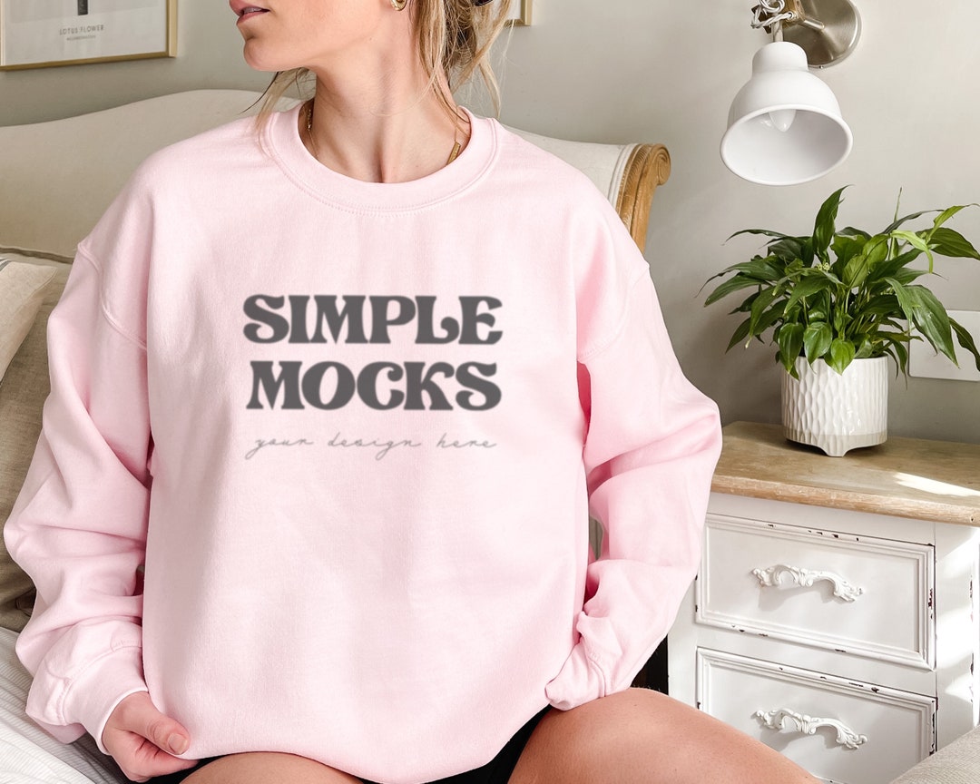 Gildan 18000 Mockup Gildan Light Pink Sweatshirt Mockup Sweatshirt
