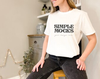 Gildan 64000 Mockup | Gildan White T Shirt Mockup | Gildan 64000 Model Mockup | White T-shirt Mockup | Simple Mockup