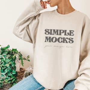 Gildan 18000 Mockup | Gildan Sand Sweatshirt Mockup | Sweatshirt Model Mockup | Gildan Sand | 18000 Sand | Simple Mockup