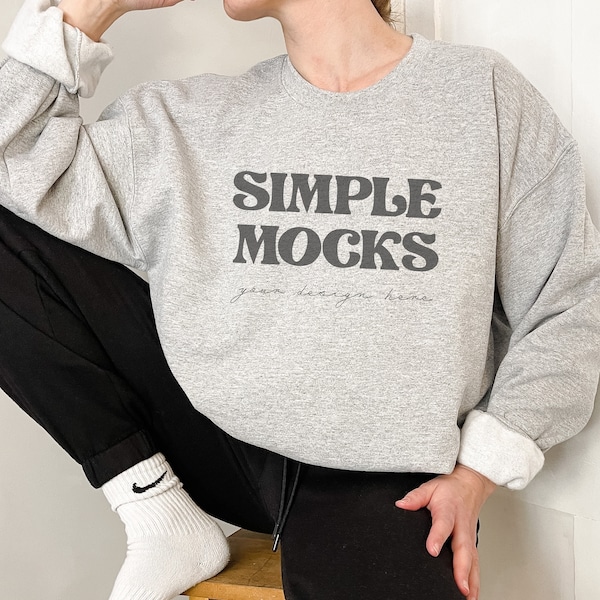 Gildan 18000 Mockup | Gildan Grey Sweatshirt Mockup | Sweatshirt Model Mockup | Gildan Sports Grey | Simple Mockup