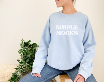 Gildan 18000 Mockup | Gildan Light Blue Sweatshirt Mockup | Sweatshirt Model Mockup | Gildan Light Blue | Simple Mockup