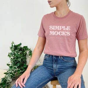 Bella Canvas 3001 Mockup | Bella Canvas Mauve T Shirt Mockup | Bella Canvas 3001 Model Mockup | Pink T-shirt Mockup | Simple Mockup