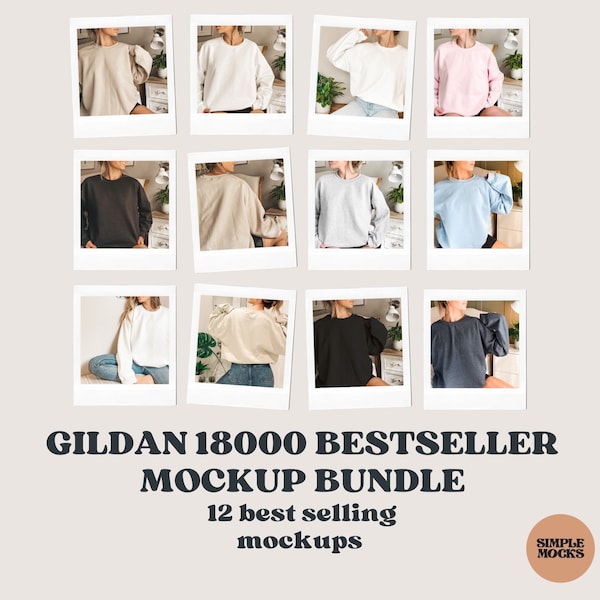 Gildan 18000 MockUp Bundle Mockup Sweatshirt Bundle Gildan 18000 Crewneck Mockup Bundle