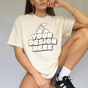 Gildan 5000 Mockup Gildan Natural T Shirt Mockup Gildan 5000 Model Mockup Natural T-shirt Mockup Natural Oversized Gildan 5000 Mockup