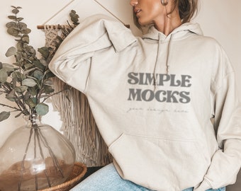 Gildan 18500 Mockup | Gildan Sand Hoodie Mockup | Sweatshirt Model Mockup | Gildan Sand | 18500 Sand | Gildan Hoodie | Simple Mockup
