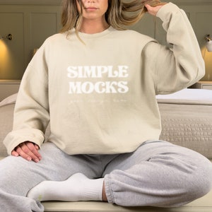 Gildan 18000 Mockup | Gildan Sand Sweatshirt Mockup | Sweatshirt Model Mockup | Gildan Sand | 18000 Sand | Simple Mockup