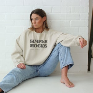 Gildan 18000 Mockup | Gildan Sand Sweatshirt Mockup | Sweatshirt Model Mockup | Gildan Sand | 18000 Sand | Simple Mockup