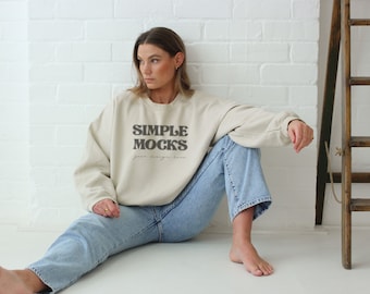 Gildan 18000 Mockup / Gildan Sand Sweatshirt Mockup / Sweatshirt Model Mockup / Gildan Sand / 18000 Sand / Simple Mockup