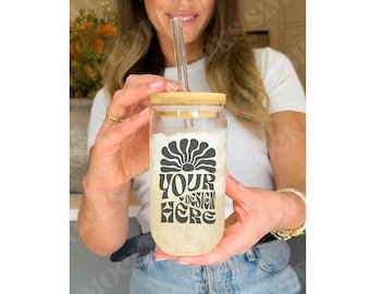 16oz Glass Can Mockup Clear Glass Beer Can Mock-up Libbey Glass Mockup, Boho Glass Can Mock up, Glass Tumbler Mockup Product Mockup